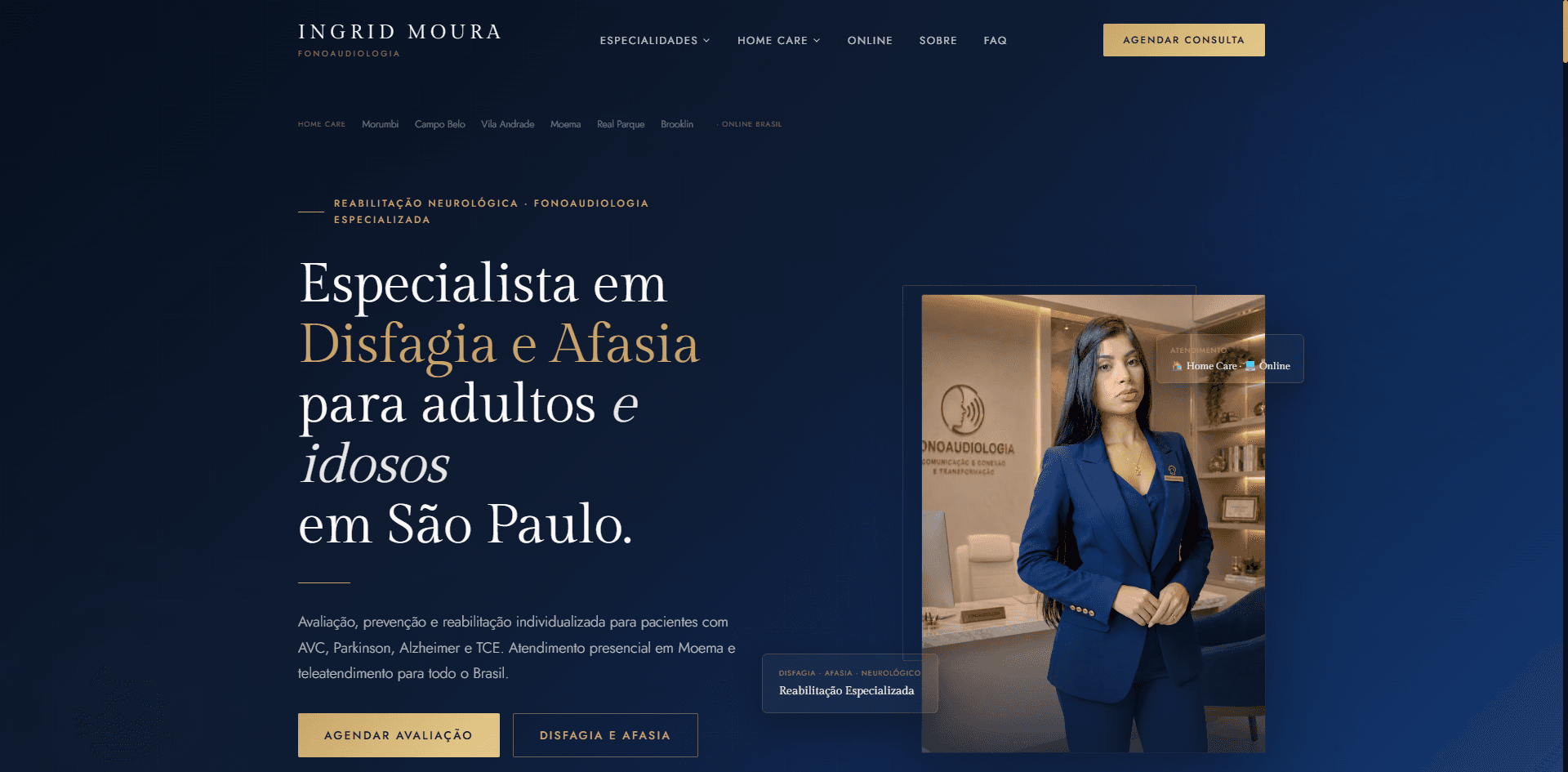 Site da Ingrid Moura — Fonoaudiologia, construído pela Cruzco