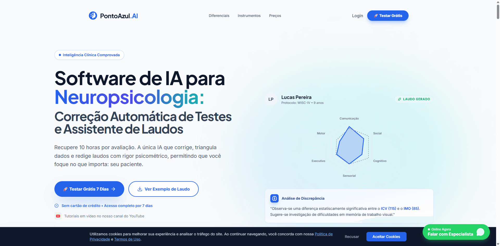 Site da PontoAzul IA, construído pela Cruzco